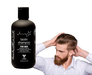 Biotin Shampoo for Men - Hair Growth Shampoo Infused with Aloe Vera, Pro-Vitamin B5 & Cucumber Extract for Hair Loss Treatment - Men's 100% All-Natural Thickening Shampoo, 8.5 FL. OZ.