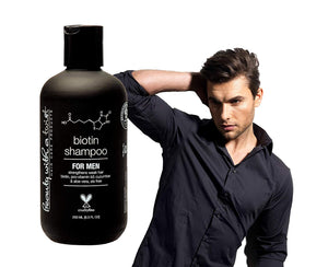 Biotin Shampoo for Men - Hair Growth Shampoo Infused with Aloe Vera, Pro-Vitamin B5 & Cucumber Extract for Hair Loss Treatment - Men's 100% All-Natural Thickening Shampoo, 8.5 FL. OZ.